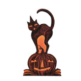 Bethany Lowe Black Cat on Pumpkin Decoration