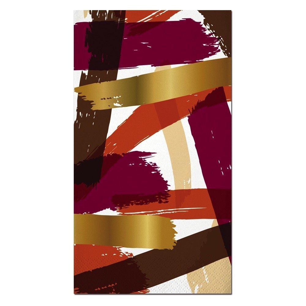 Orange and Brown Brush Strokes Gold Foil Paper Guest Towels