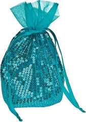 Turquoise Sequin Organza  Favor Bag