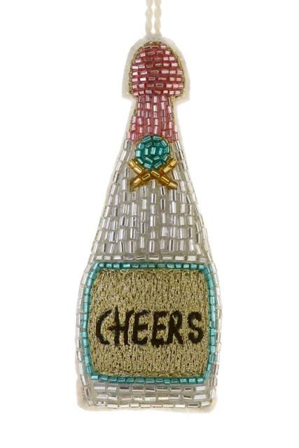 Cody Foster Cheers Champagne Bottle Beaded Ornament