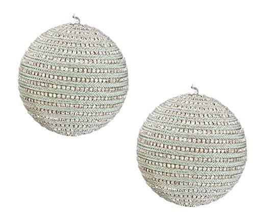 Katherine's Collection Pastel Green Rhinestone Ball Ornaments Set of Two