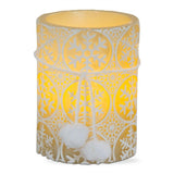Embossed Snowflakes LED Pillar Candle