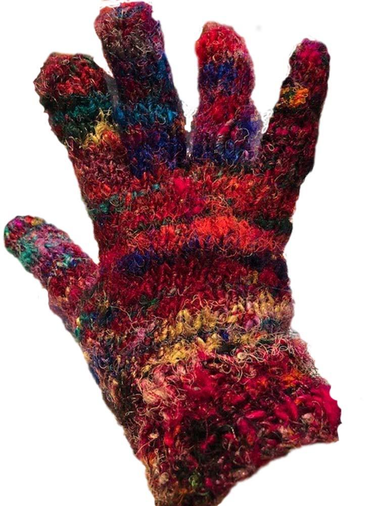 Recycled Silk Multicolor Mittens