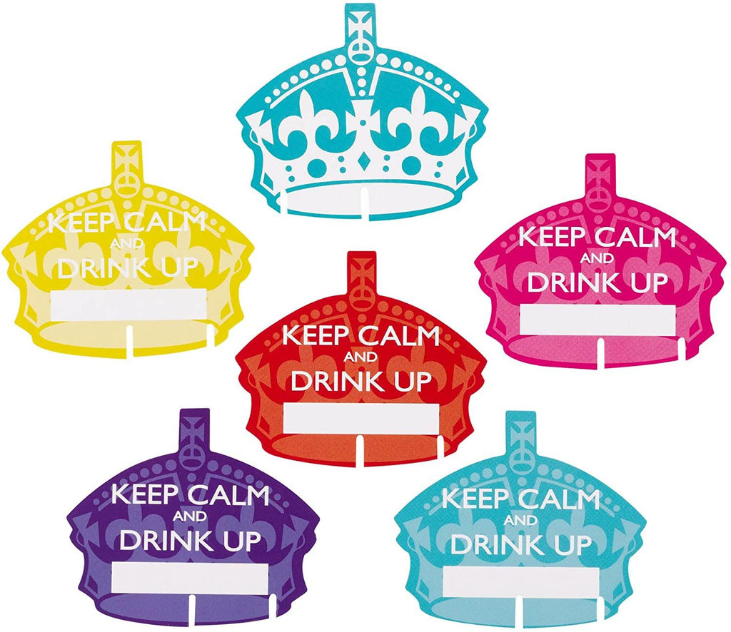 Keep Calm and Drink Up Crown Shaped Place Cards for Glasses