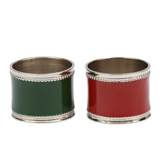 Red Green Enamel Napkin Rings