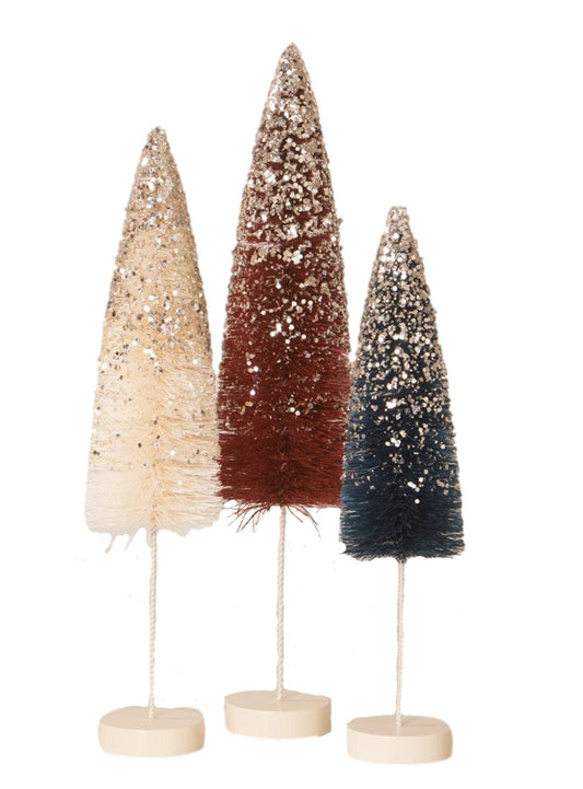 Bethany Lowe Red White Blue Firework Bottle Brush Trees