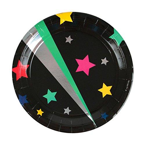 Multi-Color Stars and Silver Foil Paper Dinner Plates (8 ct)