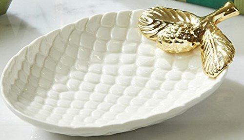 White and Gold Pinecone Dish