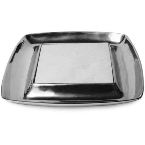 Sand Cast Polished Aluminum Square Silver Tray