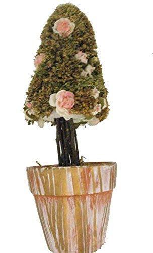 Silk Flower Cone Topiary Tree in Ceramic Pot