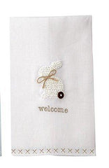 White Bunny French Knot Hand Towel