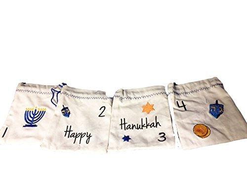 Embroidered Canvas 8 Day Pouches Hanukkah Banner