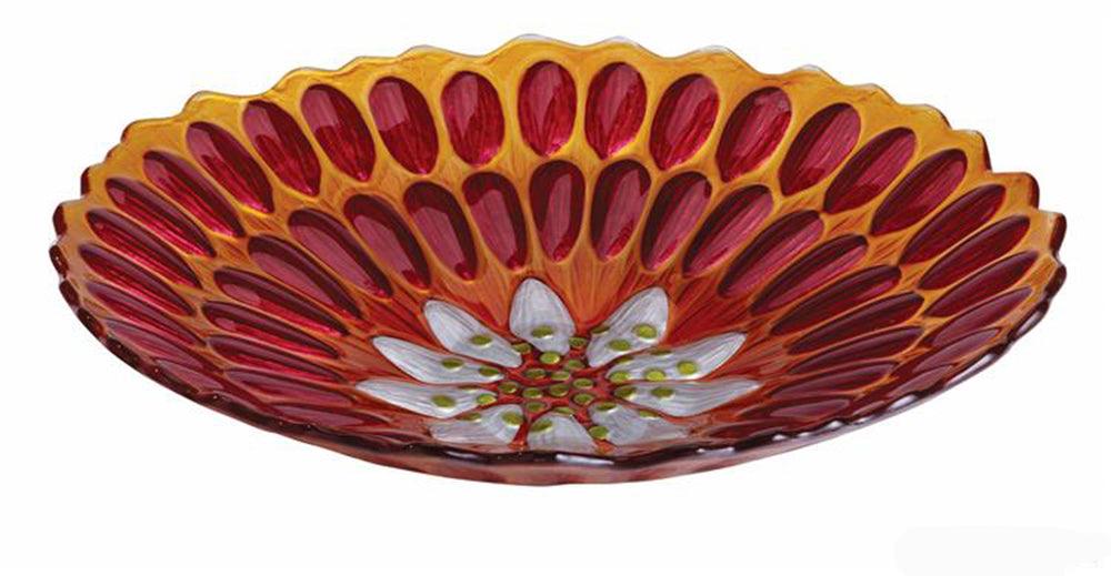 Zinnia Flower Glass Serving Bowl