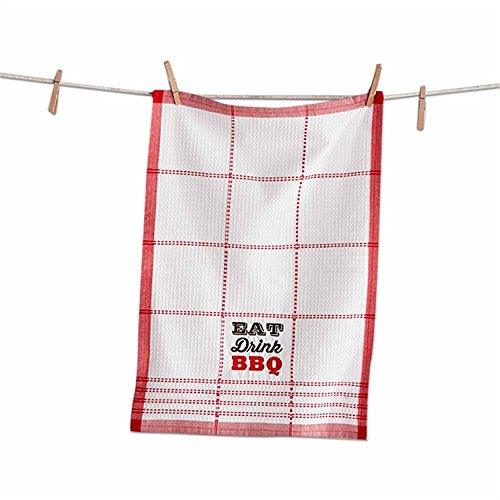 Embroidered Eat Drink BBQ Waffle Weave Dishtowel