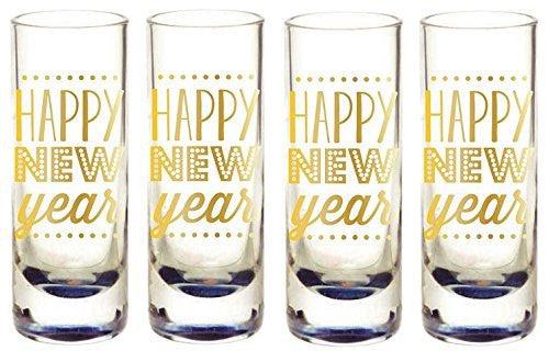 Gold Foil Happy New Year Shot Glasses (Set/4)