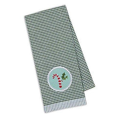 Candy Cane Embroidered Dish Towel