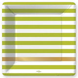 Kenzie Lime Green Stripe 10.25" Paper Plates (8 count) - A Gifted Solution