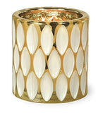 Oval Cream and Gold Metallic Tealight Holder