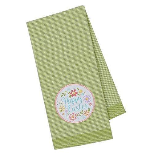Happy Easter Green Gingham Dish Towel