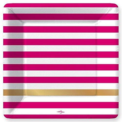 Kenzie Pink and White Stripes 10.25" Paper Plates - A Gifted Solution