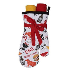 BBQ Oven Mitt and Dish Towel Gift Set - A Gifted Solution