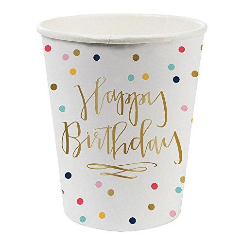Happy Birthday Confetti Foil Design Paper Drinking Cups