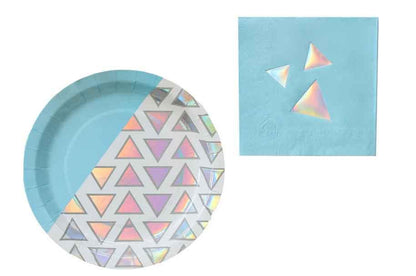 Blue and Iridescent Diamond Paper Goods