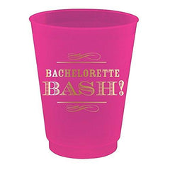 Bachelorette Bash Fuchsia and Gold Frosted Plastic Cups