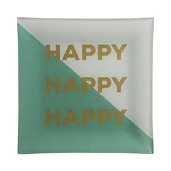 Emerald Green Happy Happy Happy Glass Plate