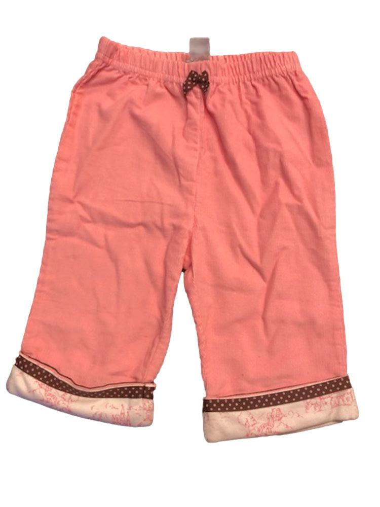Hartstrings Pink Corduroy Pants Toile Cuff Sz 3-6 mo