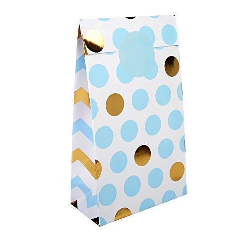 Blue and Gold Polka Dot Party Favor Bags