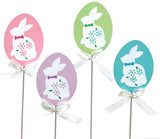 Egg Shape Wooden Picks with Bunny Silhouette Set of 4 - A Gifted Solution
