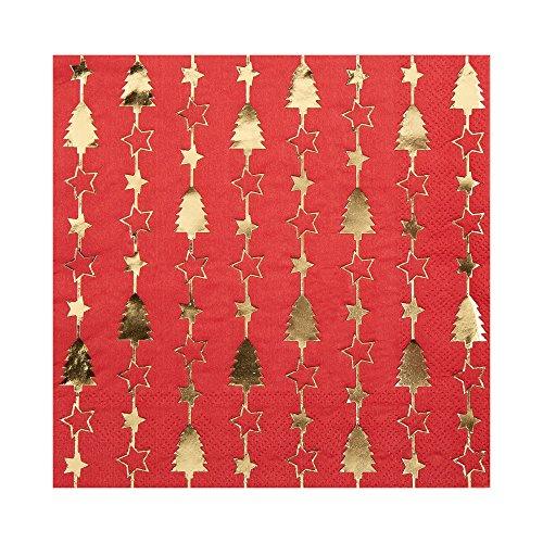 Dazzling Christmas Red and Gold Foil Trees Paper Napkins