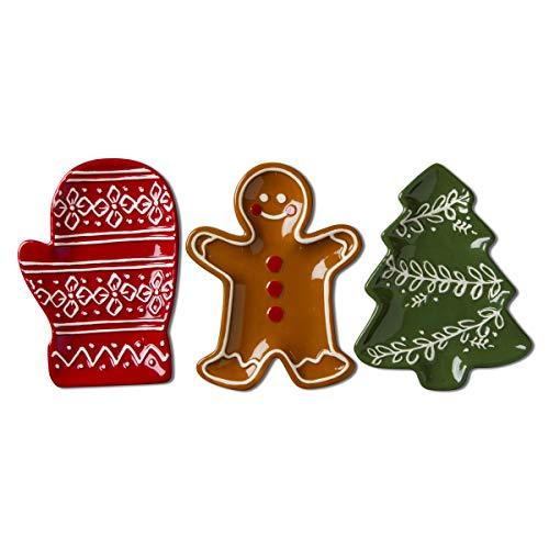 Mitten Gingerbread Christmas Tree Plates