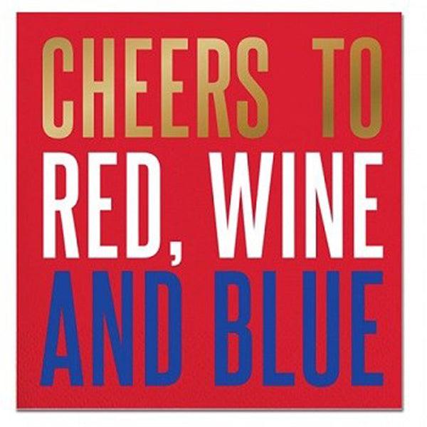 Slant Cheers Red Wine Blue Paper Beverage Napkins (20 ct)