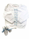 White Knit Cardigan and Matching Booties Set 3-6 months - A Gifted Solution