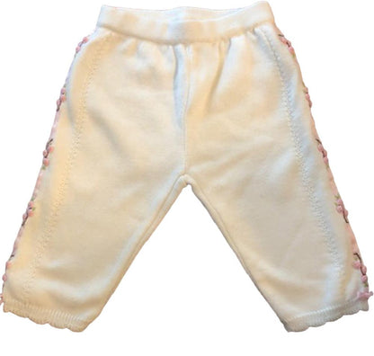 Hartstrings White and Pink Ribbon Knitted Pants