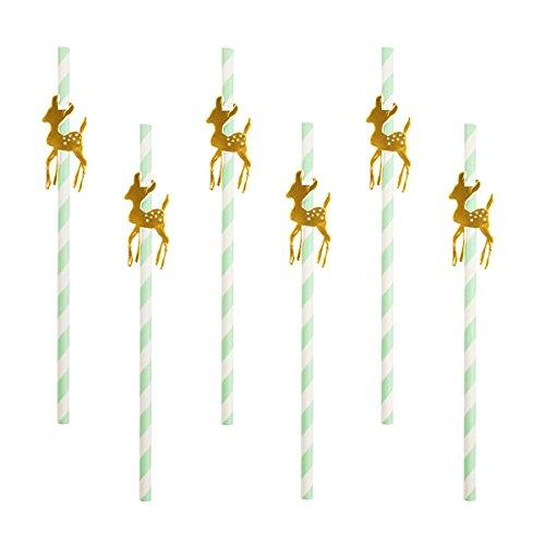 Gold Glitter Deers  Paper Straws