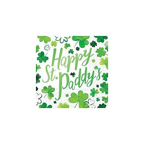 Happy St. Patrick Day Green Foil Paper Beverage Napkins