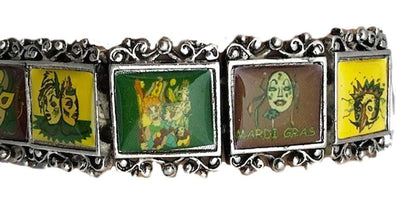 Mardi Gras Theme Tile Bracelet