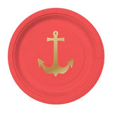 Red and Gold Foil Anchors 5" Paper Plates