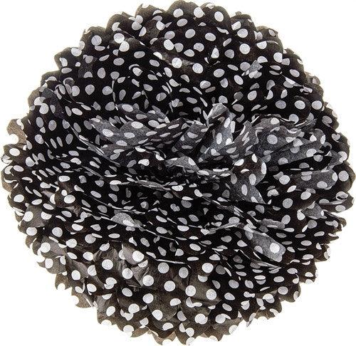 Black and White Polka Dot Tissue Paper Hanging Pom Pom - A Gifted Solution