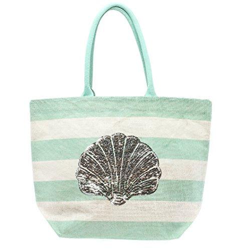 Blue and white Stripe SeashellTote Bag