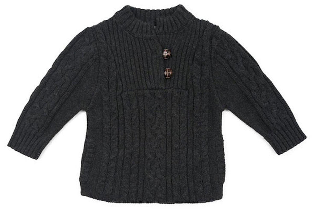 Egg Baby Charcoal Cable Knit Pull-Over Sweater 6-12 months