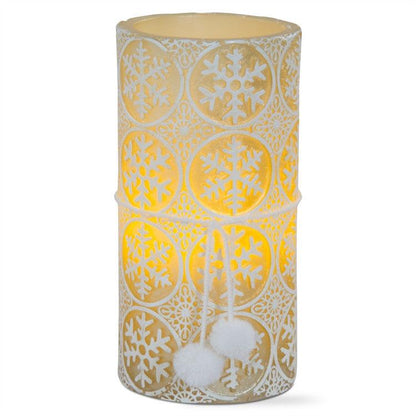 Embossed Snowflakes LED Pillar Candle  
