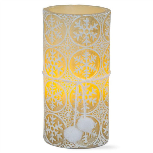 Embossed Snowflakes LED Pillar Candle  