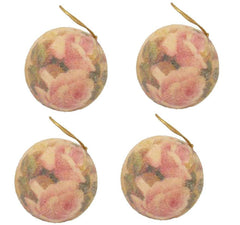 Sugar Glitter Faded Roses Design Hanging Ball Ornaments (Set/4)