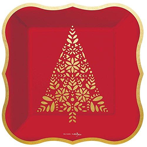  Gold Foil Christmas Tree Paper Dessert Plates