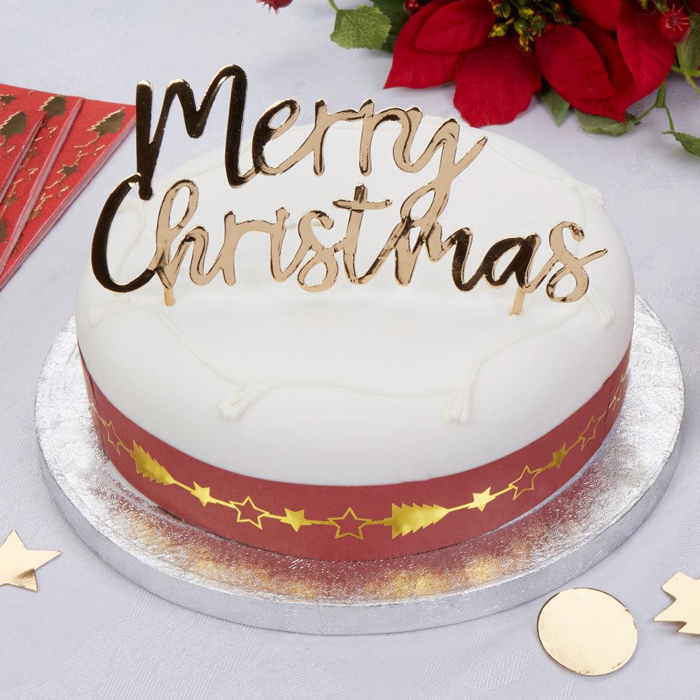 Gold Foil Merry Christmas Cake Topper