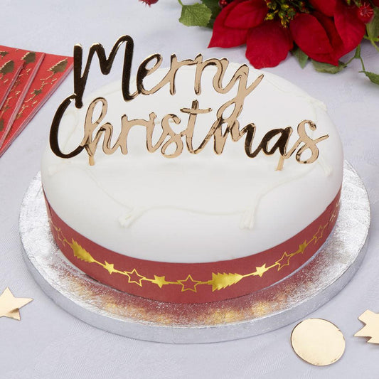 Gold Foil Merry Christmas Cake Topper